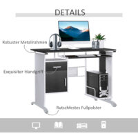 Computertisch Schreibtisch mit Schubladen 100x52x75cm