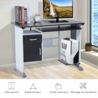 Computertisch Schreibtisch mit Schubladen 100x52x75cm