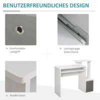 Computertisch Schreibtisch mit Tastaturablage und Regal 100x40x86.6cm