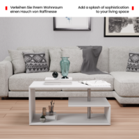 Couchtisch 90x50cm Modern mit Stauraum Weiss