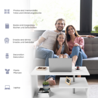 Couchtisch 90x50cm Modern mit Stauraum Weiss