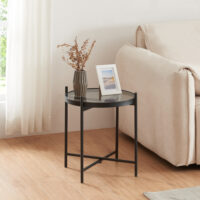 Beistelltisch mit Glasplatte Schwarz