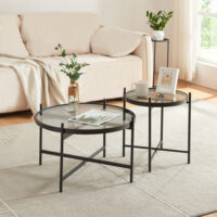 Beistelltisch mit Glasplatte Schwarz