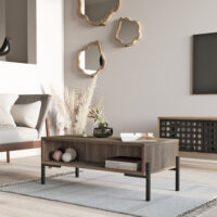 Couchtisch Lemland mit 3 Ablagefächern 94x44.5x35.5cm Eiche grau