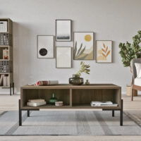 Couchtisch Lemland mit 3 Ablagefächern 94x44.5x35.5cm Eiche grau