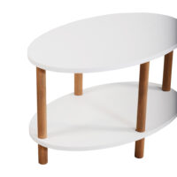 Couchtisch Højreby mit unterer Ablage 43x70x44cm Oval Weiss