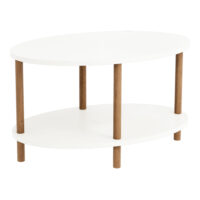 Couchtisch Højreby mit unterer Ablage 43x70x44cm Oval Weiss