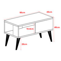 Couchtisch Ludvika 40x90x45cm Walnussoptik/Weiss