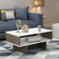Couchtisch Mjölby 36.4x80x45cm Weiss/Walnuss