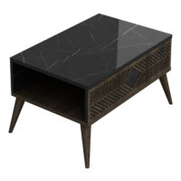 Couchtisch Nissedal Marmor schwarz/Walnuss