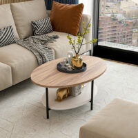 Couchtisch Fredericia mit unterer Ablage Eicheoptik/Weiss