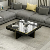 Couchtisch Fjerritslev 35x90x90cm Marmoroptik Schwarz