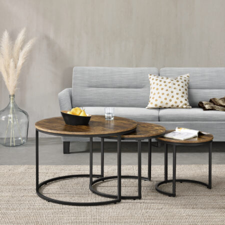 Couchtischset Arvidsjaur 3er Set Dunkler Holzton