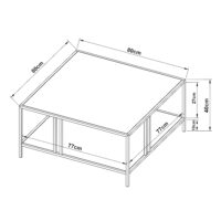 Couchtisch Kumlinge 40x80x80cm Schwarz
