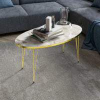 Couchtisch Skævinge 43x90x50cm Marmorweiss Gold