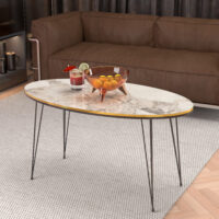 Couchtisch Hirtshals 41x90x50cm Marmorweiss Gold