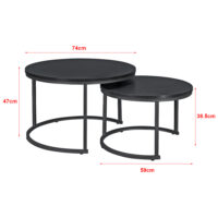 Couchtisch Christchurch 2er-Set Rund Schwarz