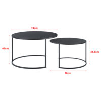 Couchtischset Korenica 2er-Set max. 20-20kg Rund Schwarz