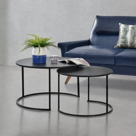 Couchtischset Korenica 2er-Set Rund Schwarz