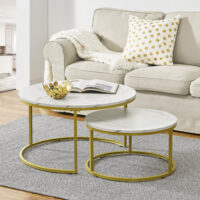Couchtisch Christchurch 2er-Set Rund Marmor. Weiss/Gold