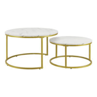 Couchtisch Christchurch 2er-Set Rund Marmor. Weiss/Gold