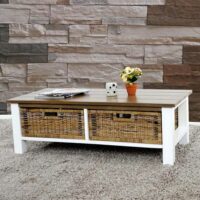 Couchtisch Tula Holztisch 38x112x52cm 2 Körbe