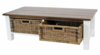 Couchtisch Tula Holztisch 38x112x52cm 2 Körbe