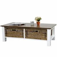 Couchtisch Tula Holztisch 38x112x52cm 2 Körbe