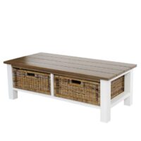 Couchtisch Tula Holztisch 38x112x52cm 2 Körbe