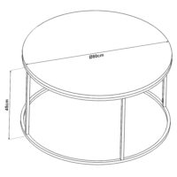 Couchtisch Kolari aus Rauchglas 45xØ80cm Schwarz/Transparent
