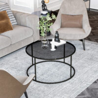 Couchtisch Kolari aus Rauchglas 45xØ80cm Schwarz/Transparent