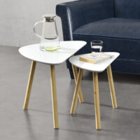 Couchtisch Levanger 2er Set Bambus Weiss