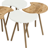 Couchtisch Højer im 4er Set 48x45x32cm Weiss/Holzoptik