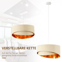 Deckenlampe Hängelampe modern Beige+Gold 50cm