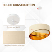 Deckenlampe Hängelampe modern Beige+Gold 50cm
