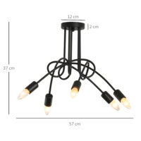 Deckenlampe mit 5 Armen Stahl Schwarz Ø57 x 37 cm