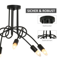 Deckenlampe mit 5 Armen Stahl Schwarz Ø57 x 37 cm