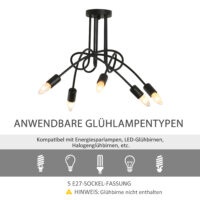 Deckenlampe mit 5 Armen Stahl Schwarz Ø57 x 37 cm