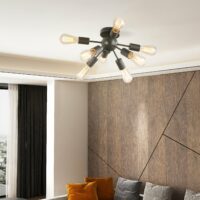 Deckleuchte Deckenlampe Wandlampe Glas 40W Schwarz Stahl 36x36x21 cm