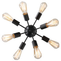 Deckleuchte Deckenlampe Wandlampe Glas 40W Schwarz Stahl 36x36x21 cm