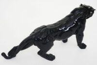 Deko Figur Leopard 59cm Skulptur Panther ~ schwarz hochglanz