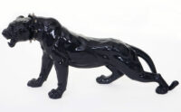 Deko Figur Leopard 59cm Skulptur Panther ~ schwarz hochglanz