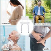 Duschstuhl mit Rückenlehne 136kg Höhenverstellbar