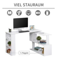 Eck-Schreibtisch Bürotisch 180-Grad-Design mit Regal