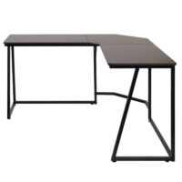 Eck-Schreibtisch Computertisch 76x196x110cm MDF Metall dunkelbraun