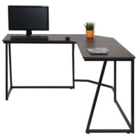 Eck-Schreibtisch Computertisch 76x196x110cm MDF Metall dunkelbraun