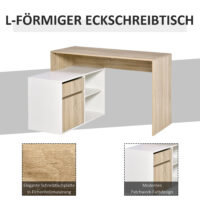 Eckschreibtisch Computertisch Bürotisch mit Regal 120x92x75.5cm