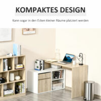 Eckschreibtisch Computertisch Bürotisch mit Regal 120x92x75.5cm