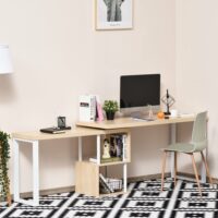 Eckschreibtisch L-Schreibtisch mit Ablagen 360° drehbar 220x55x76cm