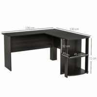Eckschreibtisch Schreibtisch 136x130x72cm mit 2 Ablagen
